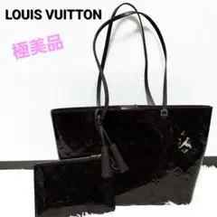 LOUIS VUITTON ヴェルニ ロングビーチMM ポーチ付き トートバッグ