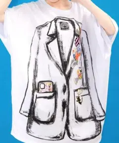ScoLar 152713：ジャケットトリックアート柄 バッヂ付きチュニック