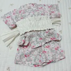 【美品】petit main マイメロ　花柄　甚平 90cm