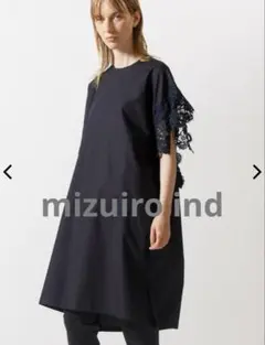 ミズイロインド　アシンメトリー　クルーネックワンピース　黒　美品　再お値下げ☆