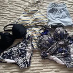 【水着3セット】セパレート水着 9Mサイズ ストライプ 花柄