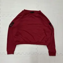 赤 クロップド トレーナー レディース　古着　レトロ　オーバーサイズ
