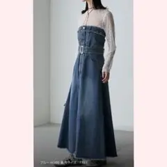 新品タグ付「forksy.」2wayデニムフリンジベアワンピース