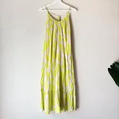 GAP ギャップ キャミワンピース 花柄 ネオンイエローベージュXS美品