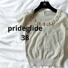 【プライドグライドprideglide】オフホワイトリボン半袖トップス38