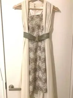 アイボリー シフォン ドレス 花柄