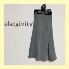 elatgivity グレー フレアスカート ポリエステル ヴィンテージ