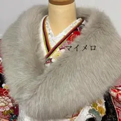 ショール ファー 成人式振袖 人気ベージュカラーフェイク 大人色 新品0104⑧