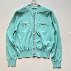 美品　アナイ　23モデル　シルケットコットンクルーネックカーディガン　ミックス