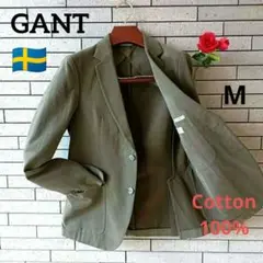 ♠GANT】✨美品　アンコンジャケット　コットン100%　オリーブG　M　春夏