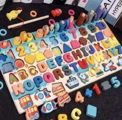 木製アルファベット　数字知育玩具