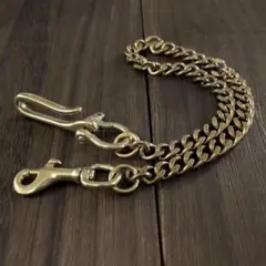 A1　真鍮 ウォレットチェーン 喜平　アメカジ　ストリート　カラビナ