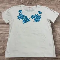 ナニプア　ティアレ&リーフ　Tシャツ ホワイト/ブルー　Lサイズ