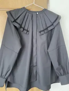 メゾンエシェル　ハシゴレース　ビックカラーシャツ　【ブラック】【新品未使用】
