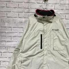 コロンビア　マウンテンパーカー中綿ホワイトL ロゴ刺繍アウトドア828