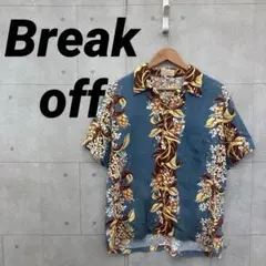 Break off ブレイクオフ アロハシャツ 総柄 メンズ M 青 茶