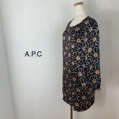 A.P.Cワンピース長袖サイズSひざ丈花柄黒色