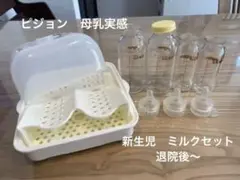 ピジョン ガラス病産院母乳瓶母乳実感200ml×2 100ml×2消毒器セット