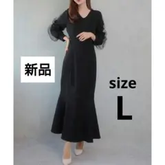 【新品】CENEA Vネックシアースリーブマーメイドワンピース L