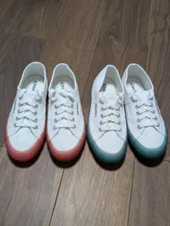 SUPERGA スニーカー 　グリーン/ピンク 37　２足セット