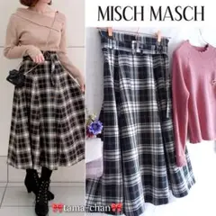 ＭＩＳＣＨ ＭＡＳＣＨ ベルト付ハイウエストチェックフレアスカート