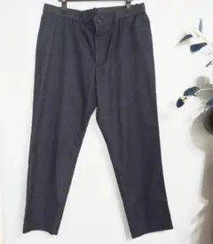 1回使用 UNIQLO ネイビー スラックス パンツ XL 綿58% 伸縮素材