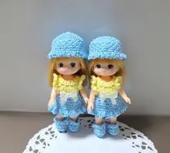 ミキマキちゃん水色と黄色の着せ替え人形セット