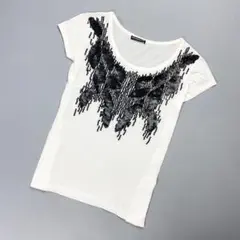 ニューヨークインダストリー スパンコールTシャツ 白 サイズ44*ED1068