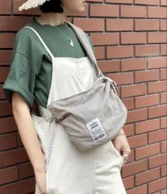 美品【JaVa ジャバ】2wayドロストミニショルダーバッグ　グレー　ナイロン