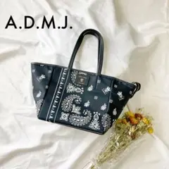 ほぼ未使用 ADMJ トートバッグ ペイズリー柄 ダービーラックス バンダナ
