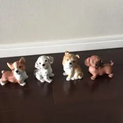 仔犬の置物4点(希少 加藤工芸艶消し陶器)