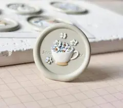 3D／ティーカップと花／シーリングスタンプヘッド