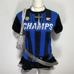 Y2K グランジ　Tシャツ ピチT 海外　ノームコア　ロゴ　サッカーT ゲームT