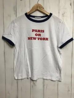 ZARA リンガーTシャツ Sサイズ PARIS OR NEW YORK