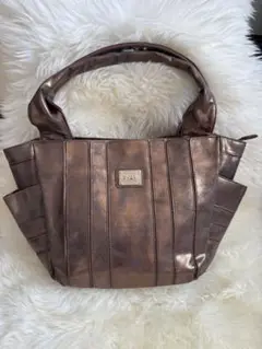 EVEX byKRIZIA ブロンズ ストライプデザイン ハンドバッグ