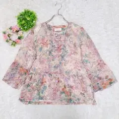 【イグレック】 7分袖カットソー 花柄 ノーカラー （L） パワーショルダー