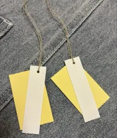 紐付き　無地2枚タグ　下げ札　値札　ホワイト/イエロー