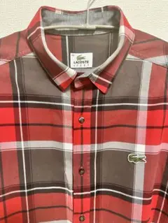 LACOSTE 長袖シャツ 40 赤チェックシャツ ラコステ
