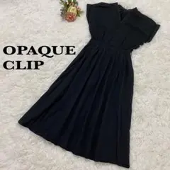 【オペーク ドット クリップ 】 ブラック シャツワンピース 半袖