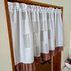 チェック柄カフェカーテン サンゲツ生地ハンドメイド