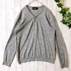 美品 NEW YORKER ニューヨーカー Vネックニット L グレー