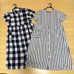 授乳口付き　マタニティ パジャマ 前開き 半袖ワンピース M 2枚