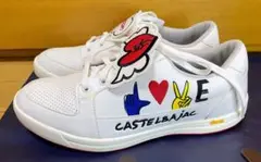 美品カステルバジャックスポーツゴルフ 春夏ゴルフシューズ24スパイクレス