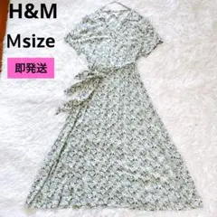 ✨美品✨H&M花柄Vネック半袖ロングワンピース Mサイズ