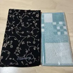 ハンカチ 2枚セット 花柄とチェック柄