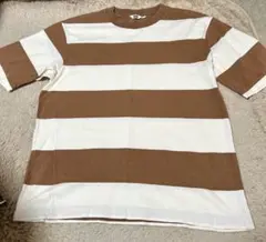 UNIQLO U ブラウン/ホワイト ボーダー Tシャツ L