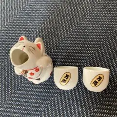⑮ ねこ　置き物　飾り　徳利　おちょこ　インテリア　セトモノ