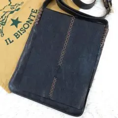 【美品】イルビゾンテ ショルダーバッグ レザー ヌメ革 メッセンジャー ブラック