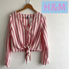 ピンクと白のストライプ クロップドシャツ　オルチャンファッション/新品未使用
