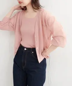 ナチュラルクチュール　ほんのりシアーカーデ+タンクセット